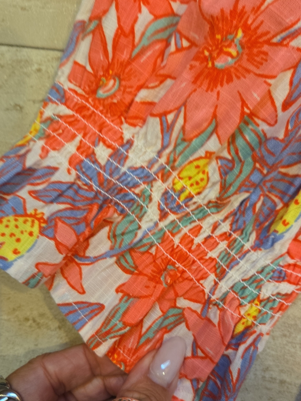 Vineyard Vines Multi-Color Floral Print Off-the-Shoulder Top - Picture 5 of 8